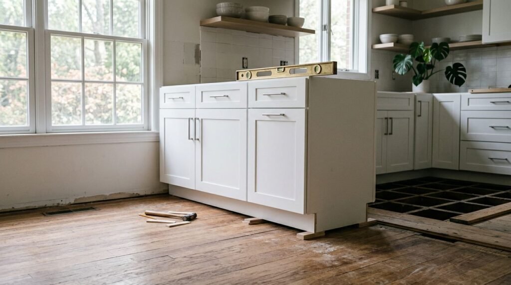 How to Handle Uneven Floors Before Cabinet Installation