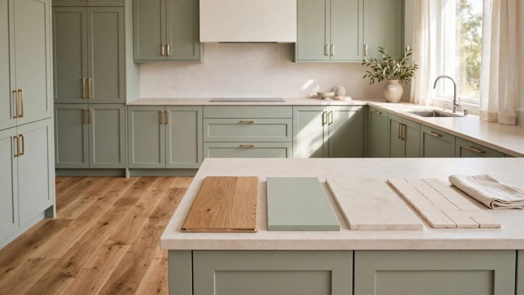 kitchen cabinets and wood flooring